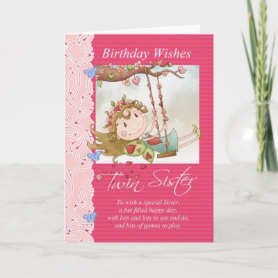 twin sister birthday wishes greeting card with fai from