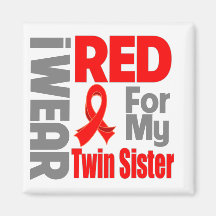 Twin Sister - I Wear Red Ribbon Refrigerator Magnet