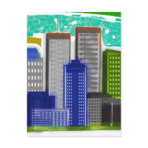Twin Towers Art--Oil Painting Style---Unique postcards