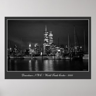 Twin Towers by Night poster print zazzle_print