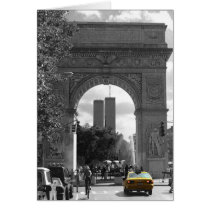 Twin Towers from 5th Ave. Blank Card by stephjmort Twin Towers from 5th Ave. Blank Card