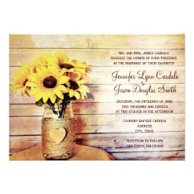 Twine Wrapped Mason Jar Sunflower Wedding Invites Invitations
