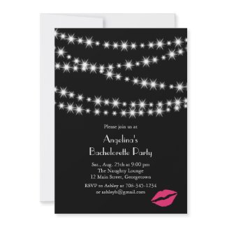 Twinkle Lights Bachelorette Party (black) zazzle_invitation