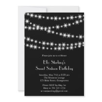 Twinkle Lights Birthday Invitation (black)