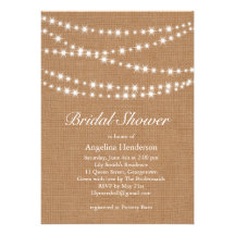 Twinkle Lights Bridal Shower Invitation on Burlap