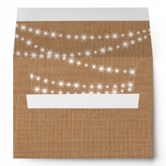 Twinkle Lights Invitation Envelope on burlap