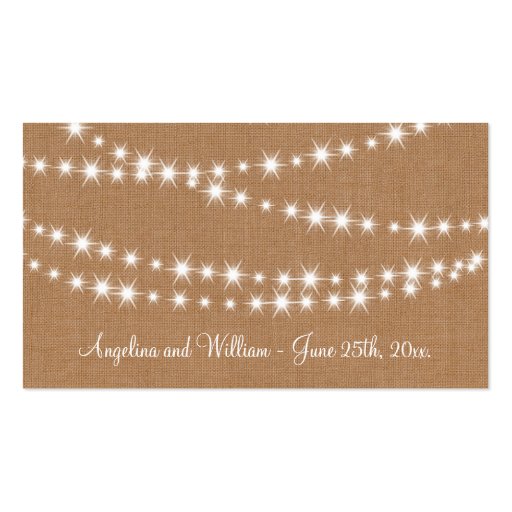 Twinkle Lights on Burlap Place Card Business Card Template (back side)