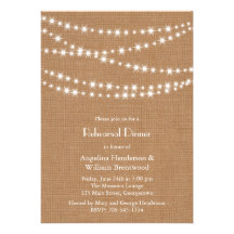 Twinkle Lights Rehearsal Dinner Invite on Burlap
