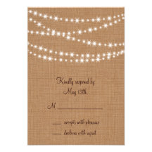 Twinkle Lights RSVP on Burlap Custom Announcement