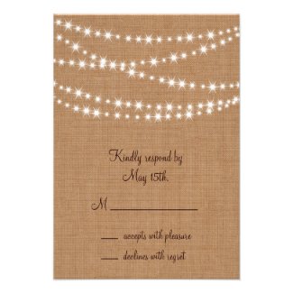 Twinkle Lights RSVP on Burlap Custom Announcement