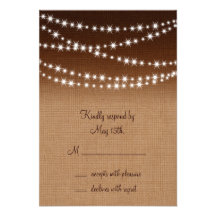 Twinkle Lights RSVP on Shaded Burlap Personalized Announcements