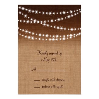 Twinkle Lights RSVP on Shaded Burlap Personalized Announcements