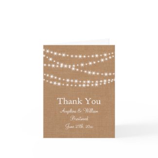 Twinkle Lights Thank You Card on Burlap