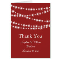 Twinkle Lights Thank You Card (red)