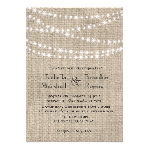 Twinkle Lights Typography Wedding Invitation