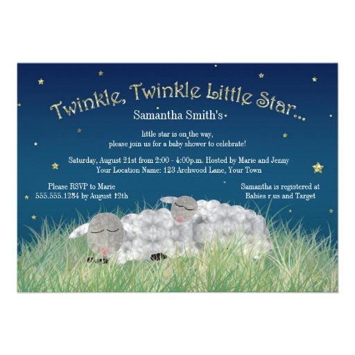 Twinkle Little Star Cute Sheep Baby Shower Personalized Invitation