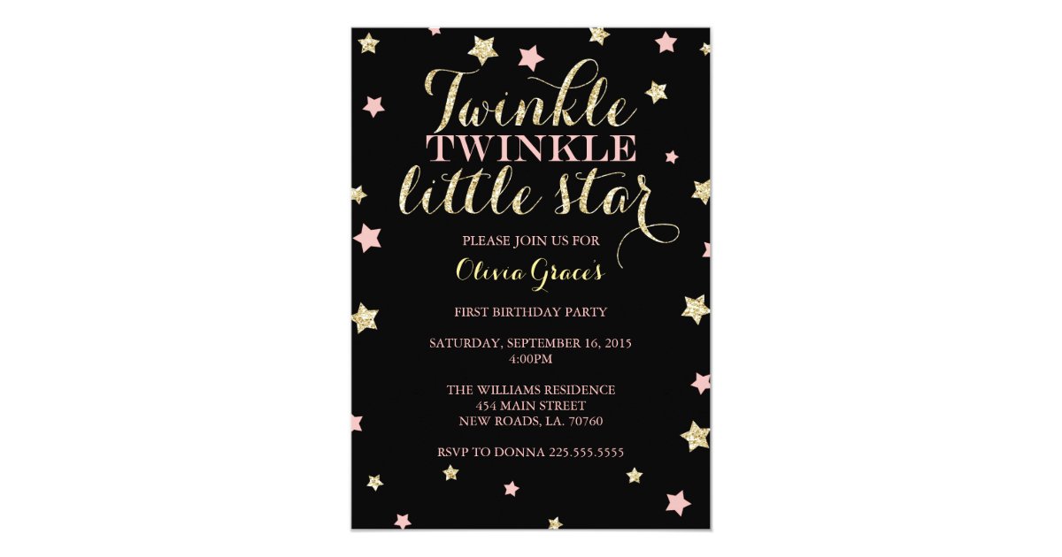 Twinkle Twinkle Little Star Birthday Invitations