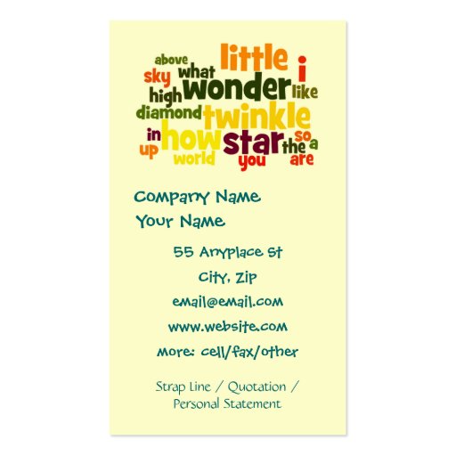 Twinkle Twinkle Little Star business card template