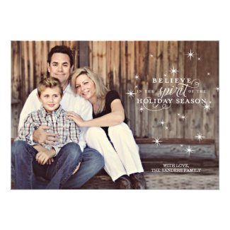 Twinkle White Stars Holiday Photo Card