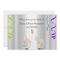 Twins 1st Birthday Announcement Party Silver