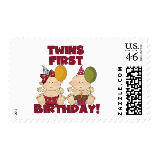Twins 1st Birthday Boy/Girl T-shirts and Gifts Postage Stamp