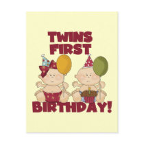 Twins 1st Birthday Boy/Girl T-shirts and Gifts Post Cards