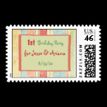 Twins 1st Birthday Postage Stamp stamps