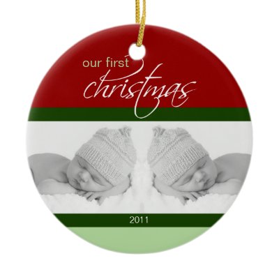 Twins 1st Christmas Custom Ornament (red)