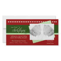 Twins 1st Christmas Holiday Photocard (red) Photo Card Template