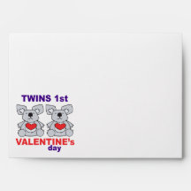Twins 1st Valentines Day Envelopes