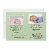 Twins Baby Announcement Cards invitations by SoCalTeeShirts Twins Baby Announcement Cards invitations