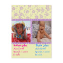 twins baby announcement photocard postcard