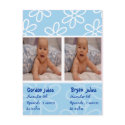 twins baby boys announcement photocard postcard