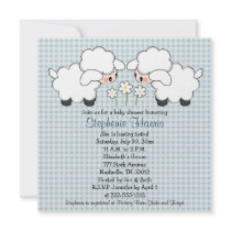 Twins Baby Lambs Baby Shower Invitations Boys