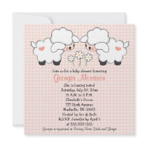 Twins Baby Lambs Baby Shower Invitations Girls