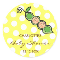 Twins Baby Peas in Pod Baby Shower Label / Sticker by fat_fa_tin Twins Baby Peas in Pod Baby Shower Label / Sticker