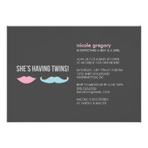 Twins Baby Shower Custom Invite