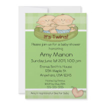 Twins baby shower personalized announcement