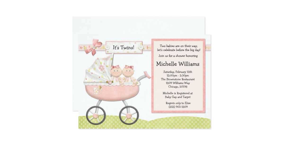 Twins Baby Shower Invitation Zazzle