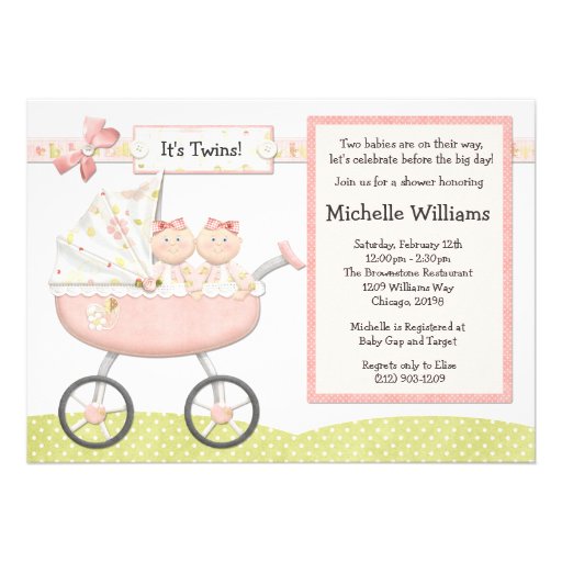 Twins Baby Shower Invitation (front side)