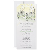 Twins Baby Shower Invitation - Baby Cribs