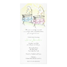 Twins Baby Shower Invitation - Baby Cribs