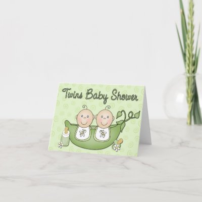  Peas Baby Shower Invitations on Twins Baby Shower Invitation  With Two Little Babies Sitting Like Peas