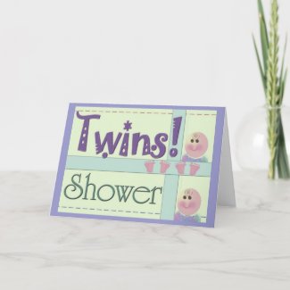 Twins baby shower invitation card card