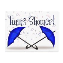 Twins Baby Shower Invitation Card postcards by aslentz Twins Baby Shower Invitation Card postcards