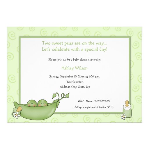 Twins Baby Shower Invitations (front side)