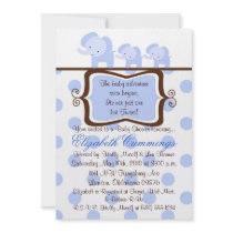 twins baby shower invite elephant cute blue chic