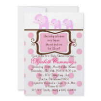 twins baby shower invite elephant cute pink chic