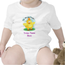 Twins Baby tee shirt with cute baby chick