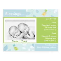 Twins Birth Announcement photo card postcards